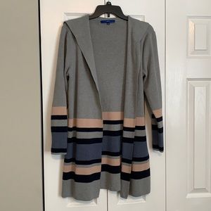 Grey Cardigan with blue and pink color block